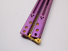 Load image into Gallery viewer, Titanium Basilisk-R Balisong - Magenta/Gold textured wash