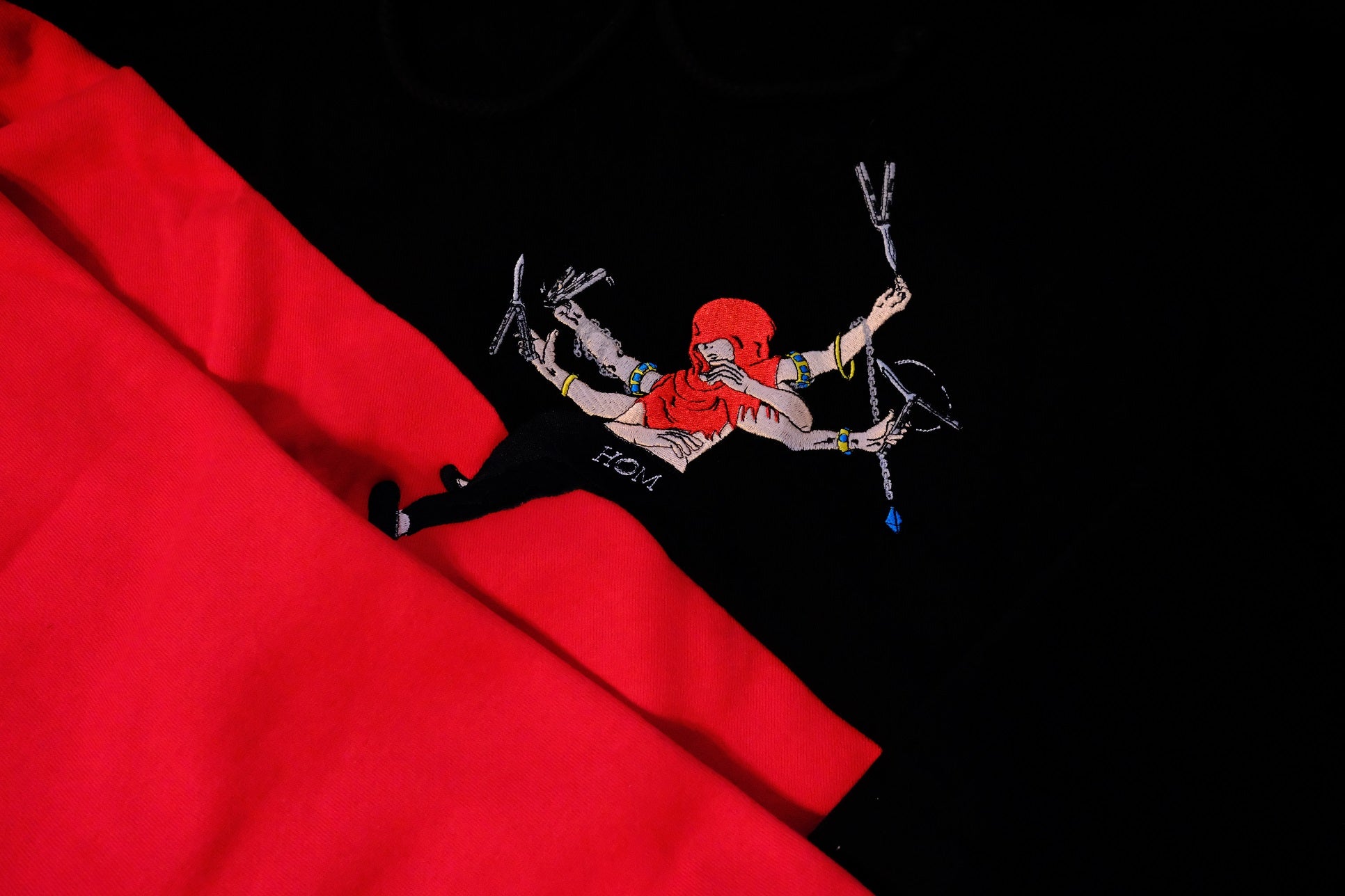 Simplestock x Hom Design – Red/Black Split Color Hoodie – Hom