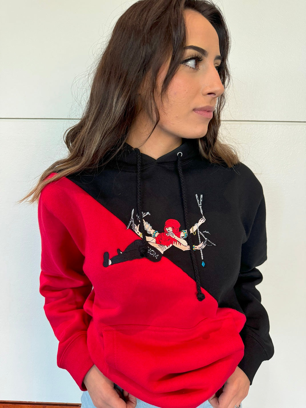 Simplestock x Hom Design – Red/Black Split Color Hoodie – Hom