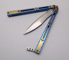 Load image into Gallery viewer, I-Basilisk Channel Balisong - Dual Tone Aqua/Gold with latch, Customized
