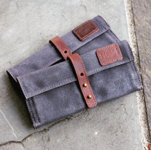Load image into Gallery viewer, Hom Design Waxed Canvas Pouch – Navy
