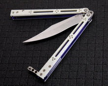 Load image into Gallery viewer, G10 White /w Purple Liners Basilisk-R and Prodigy-C Balisong matching pair
